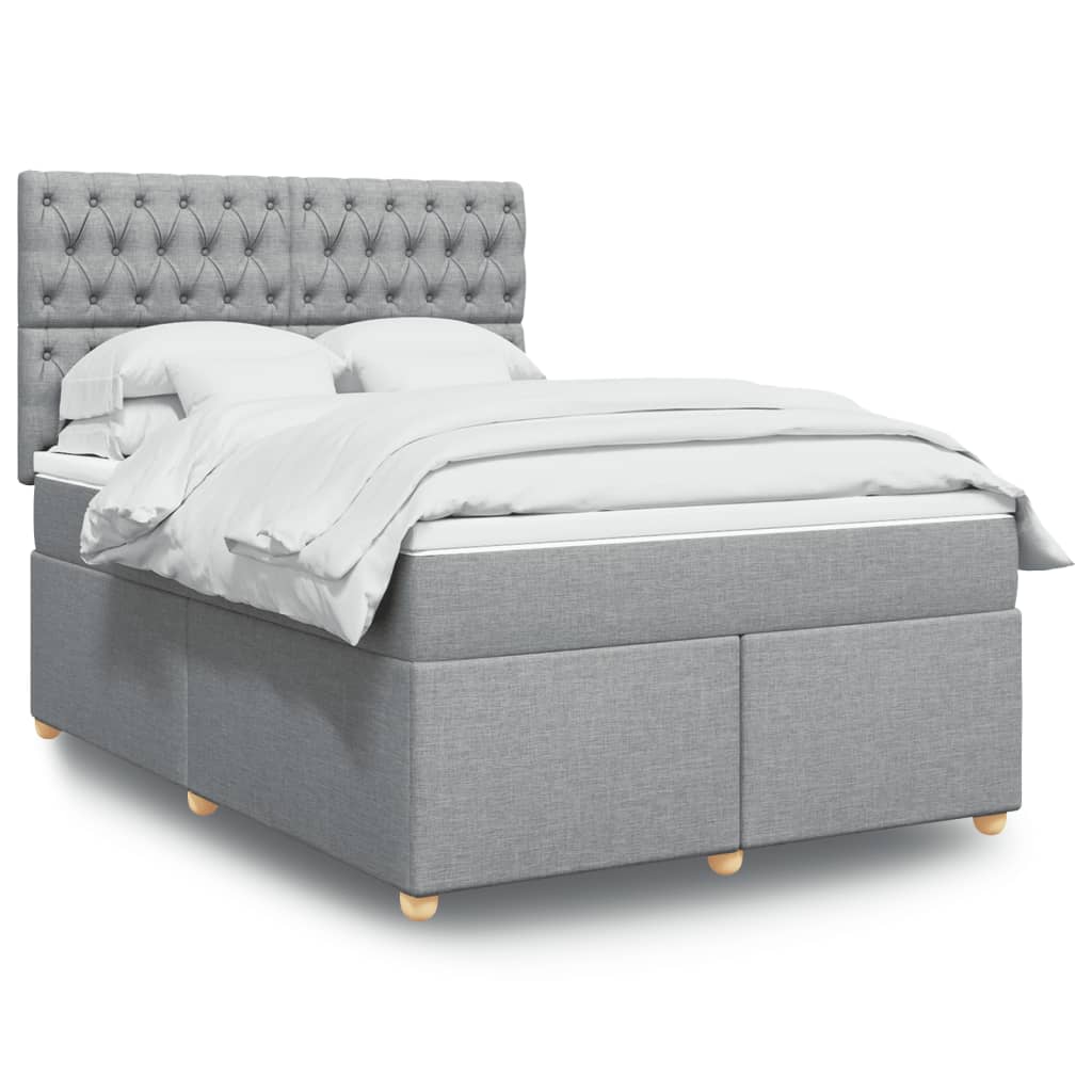 Box Spring Postel S Matrací Textil Světle Šedá