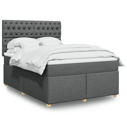 Box Spring Postel S Matrací Textil Tmavě Šedá