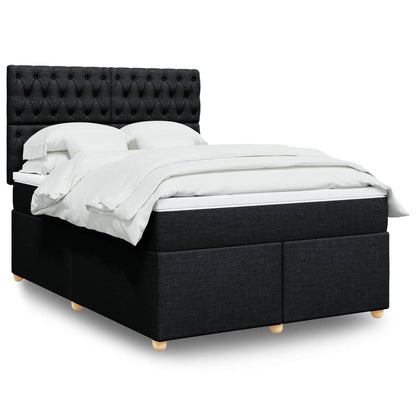 Box Spring Postel S Matrací Černá Textil Černá