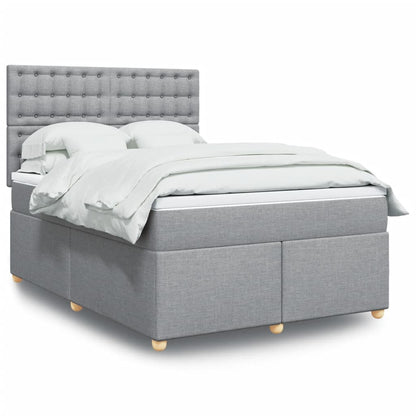Box Spring Postel S Matrací Textil Světle Šedá