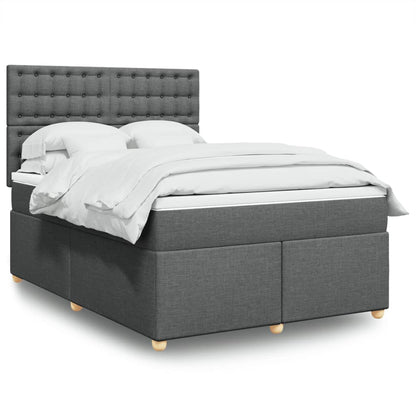 Box Spring Postel S Matrací Textil Tmavě Šedá