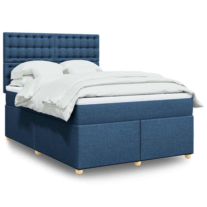 Box Spring Postel S Matrací Textil Modrá