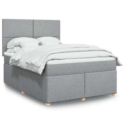 Box Spring Postel S Matrací Textil Světle Šedá