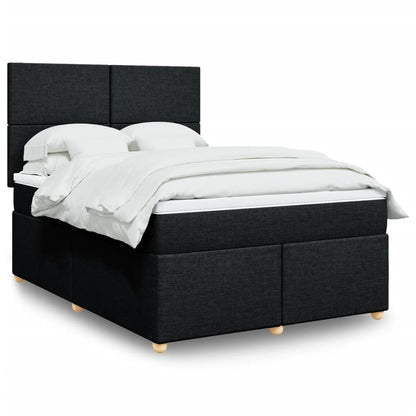 Box Spring Postel S Matrací Černá Textil Černá