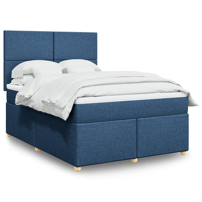 Box Spring Postel S Matrací Textil Modrá