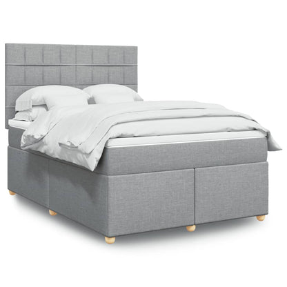 Box Spring Postel S Matrací Textil Světle Šedá