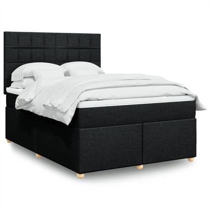 Box Spring Postel S Matrací Černá Textil Černá