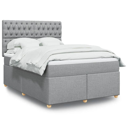 Box Spring Postel S Matrací Textil Světle Šedá