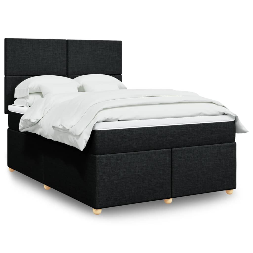 Box Spring Postel S Matrací Černá Textil Černá