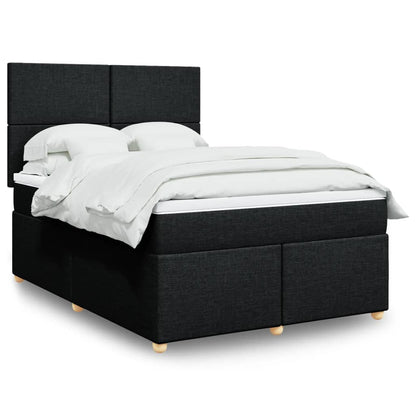 Box Spring Postel S Matrací Černá Textil Černá