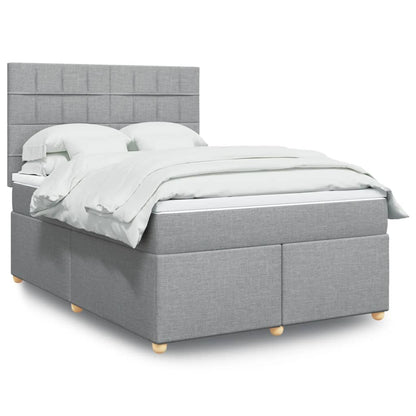 Box Spring Postel S Matrací Textil Světle Šedá