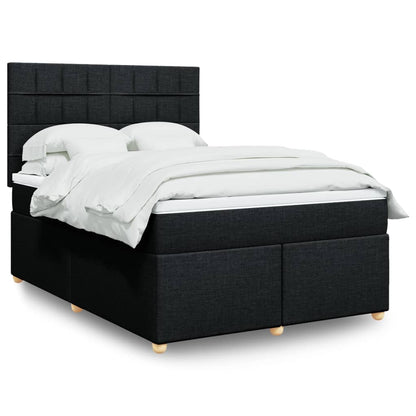 Box Spring Postel S Matrací Černá Textil Černá