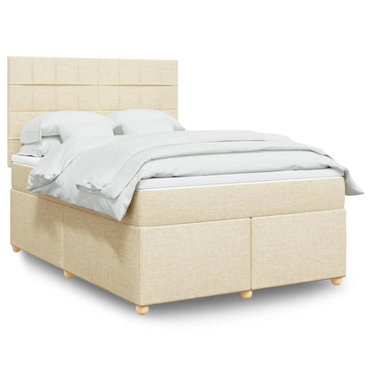 Box Spring Postel S Matrací Textil Krémová