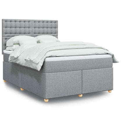 Box Spring Postel S Matrací Textil Světle Šedá