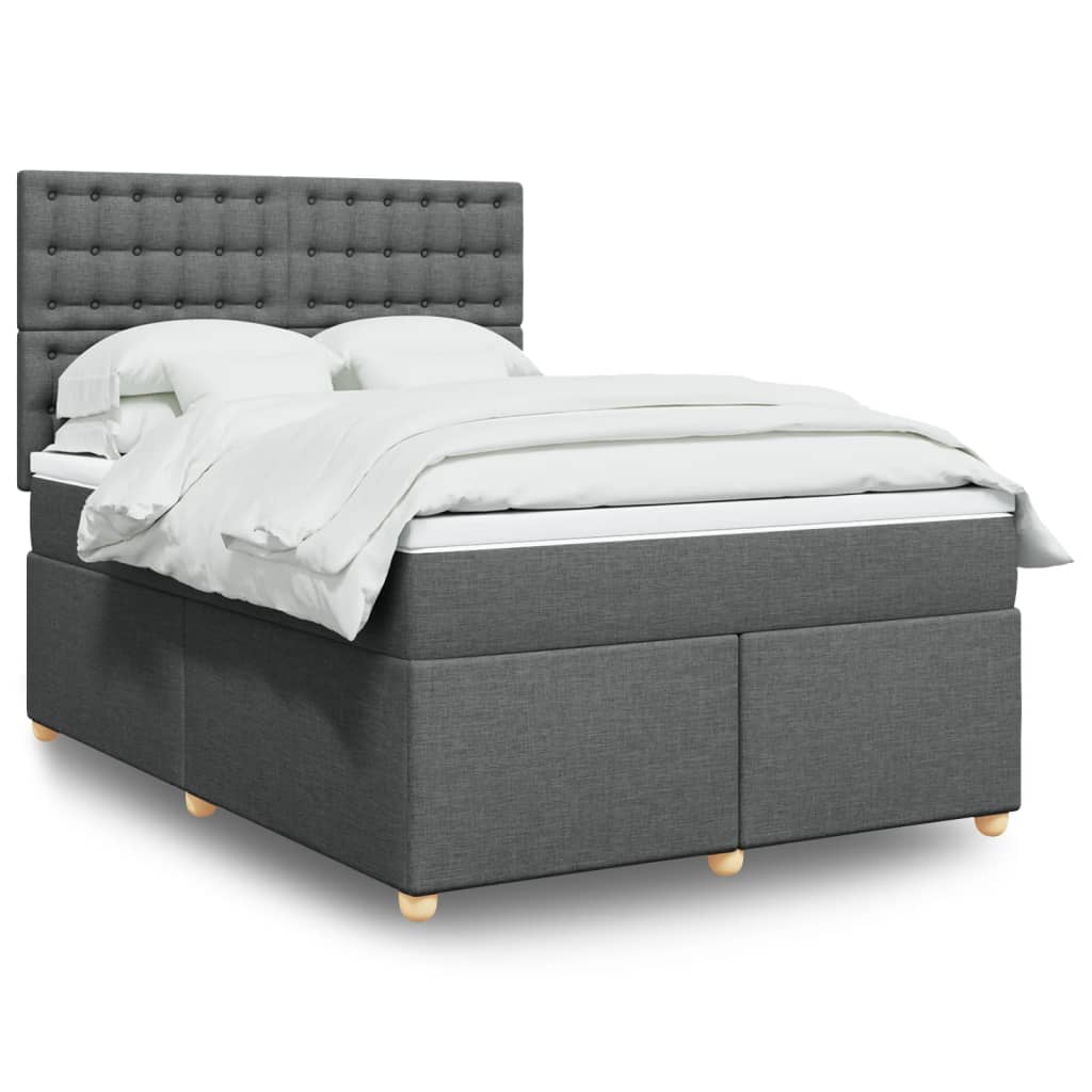 Box Spring Postel S Matrací Textil Tmavě Šedá