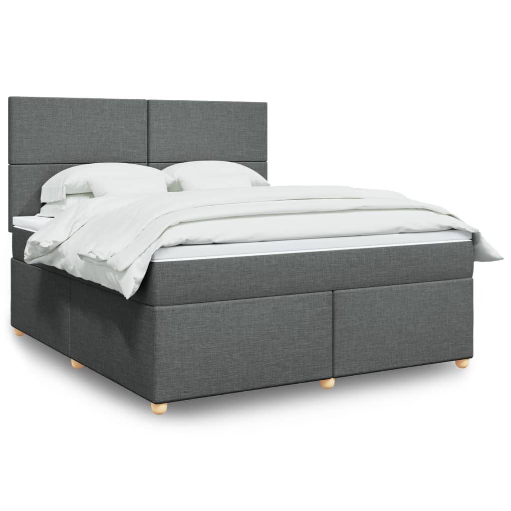 Box Spring Postel S Matrací Textil Tmavě Šedá