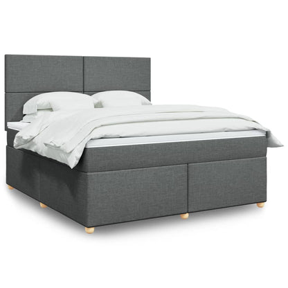 Box Spring Postel S Matrací Textil Tmavě Šedá