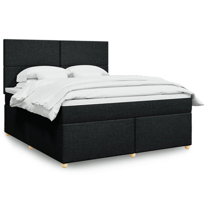 Box Spring Postel S Matrací Černá Textil Černá