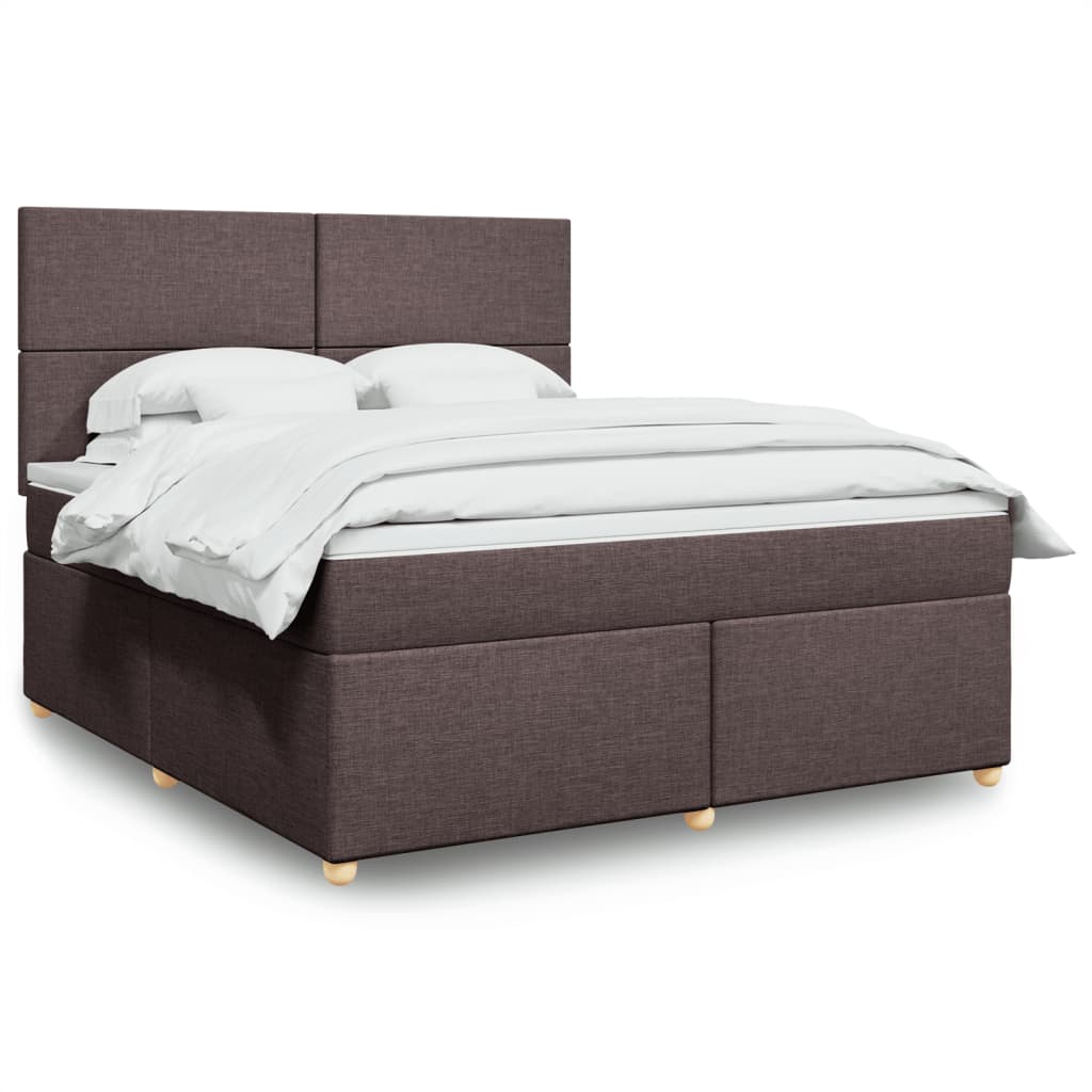 Box Spring Postel S Matrací Textil Tmavě Hnědá