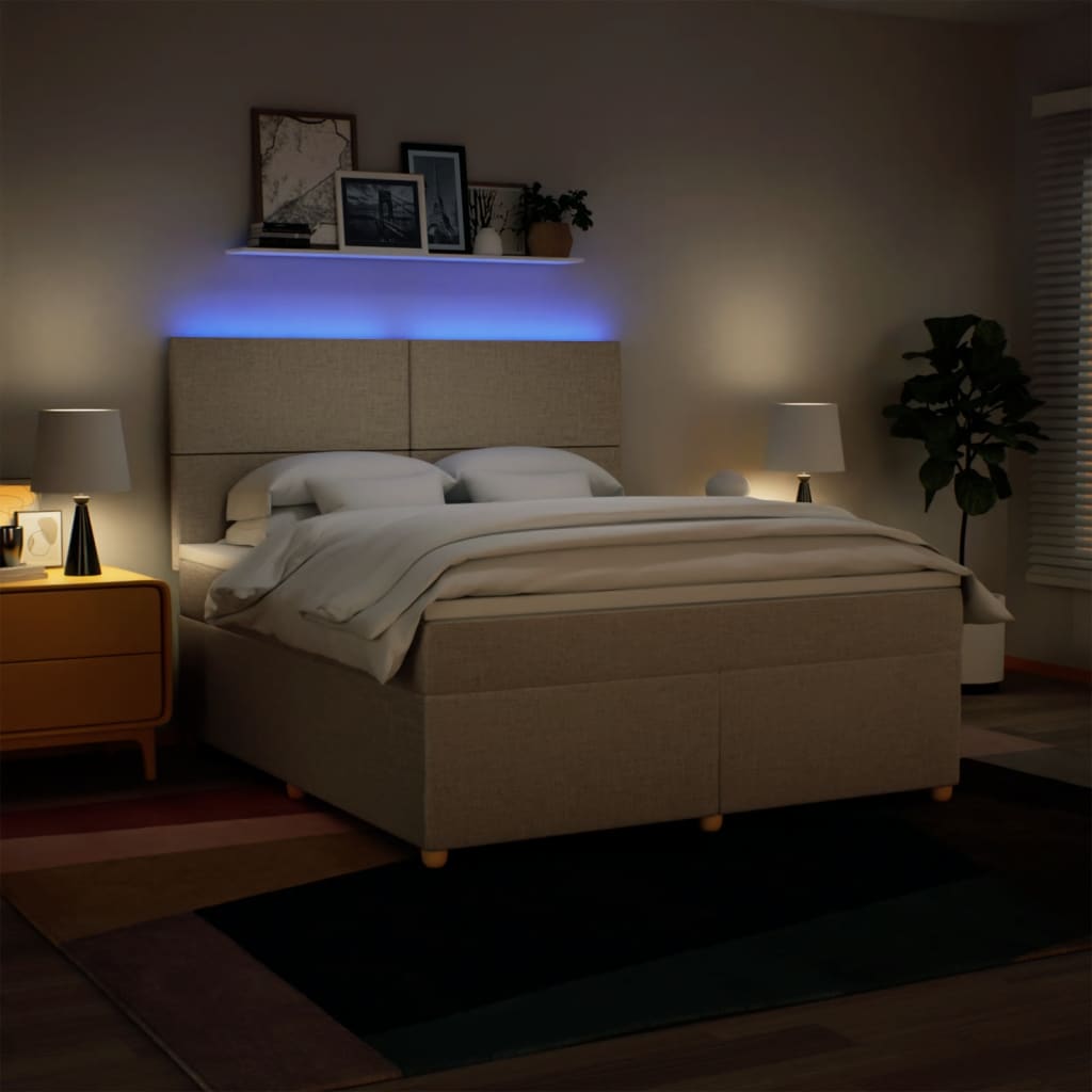 Box Spring Postel S Matrací Krémová 180X200 Cm Textil