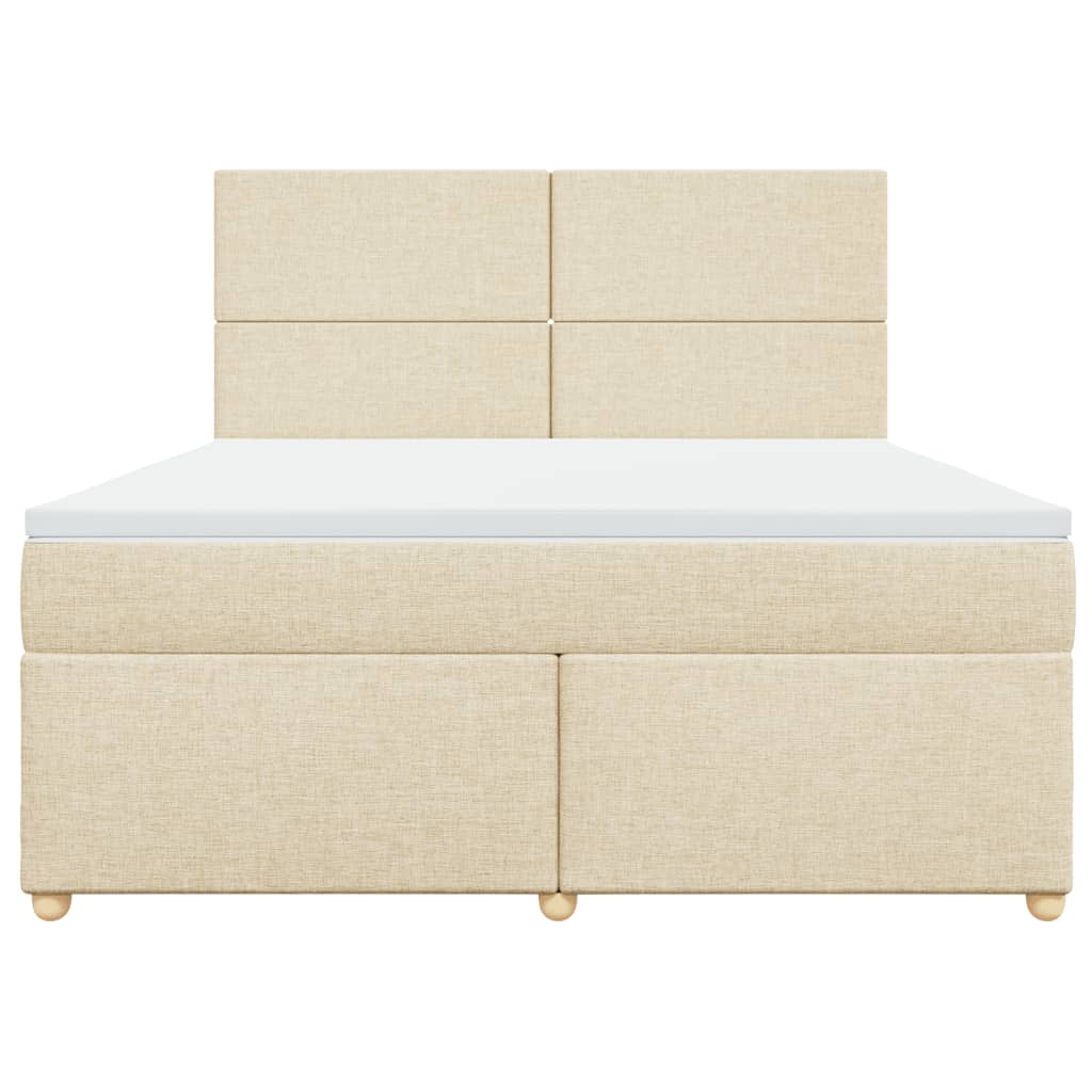 Box Spring Postel S Matrací Krémová 180X200 Cm Textil