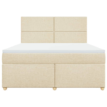 Box Spring Postel S Matrací Krémová 180X200 Cm Textil