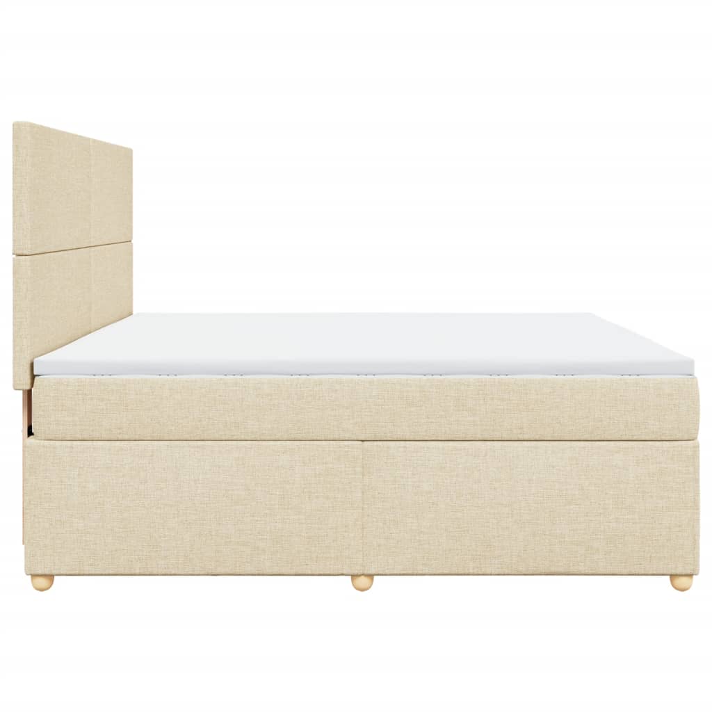 Box Spring Postel S Matrací Krémová 180X200 Cm Textil