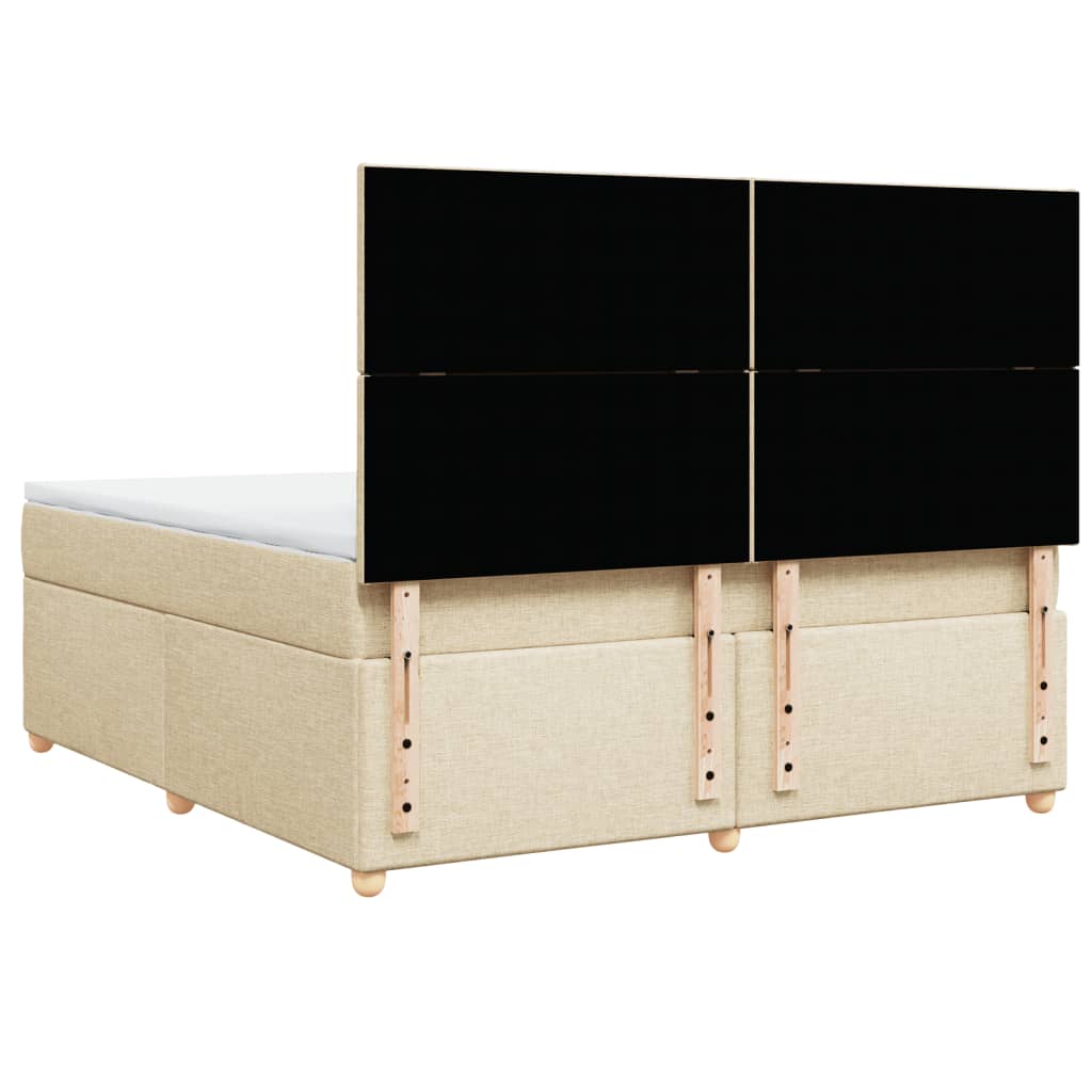Box Spring Postel S Matrací Krémová 180X200 Cm Textil