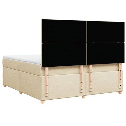 Box Spring Postel S Matrací Krémová 180X200 Cm Textil