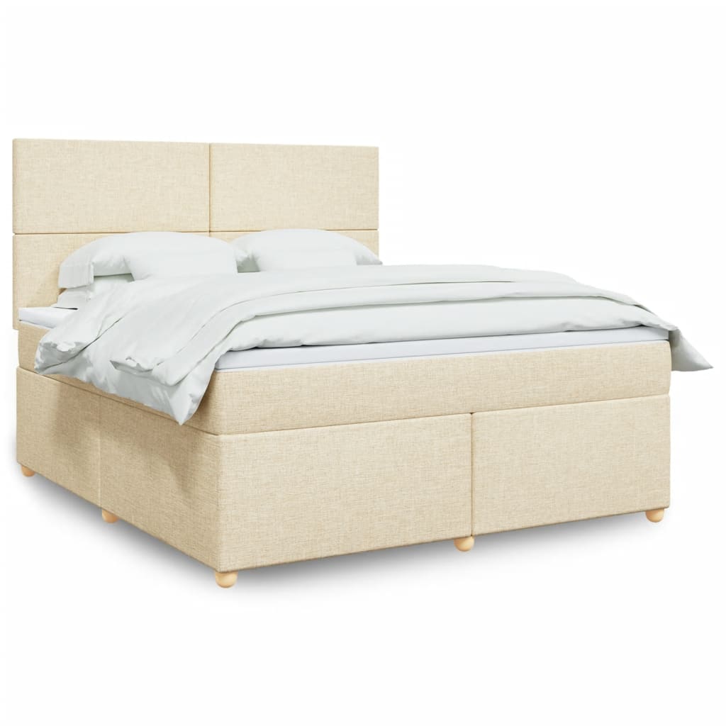 Box Spring Postel S Matrací Krémová 180X200 Cm Textil