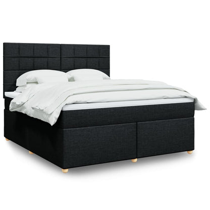 Box Spring Postel S Matrací Černá Textil Černá
