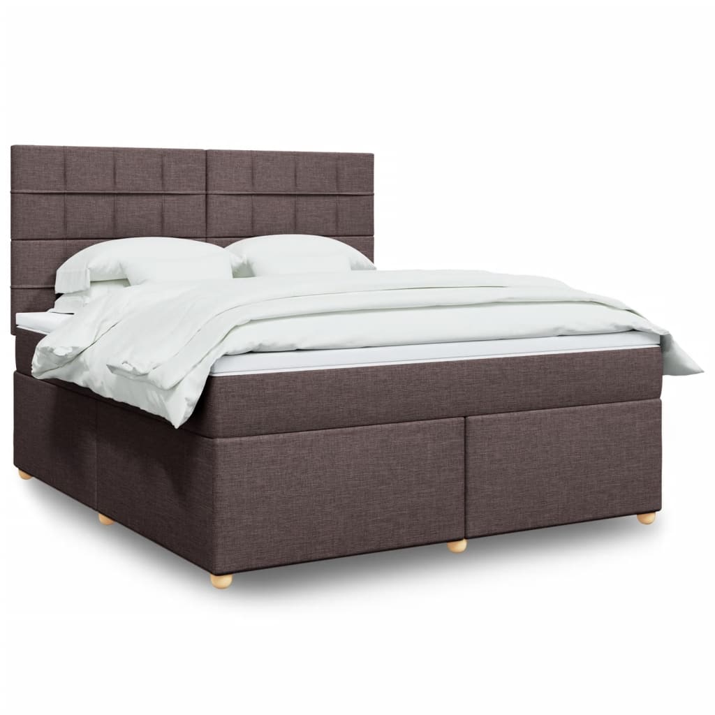 Box Spring Postel S Matrací Textil Tmavě Hnědá
