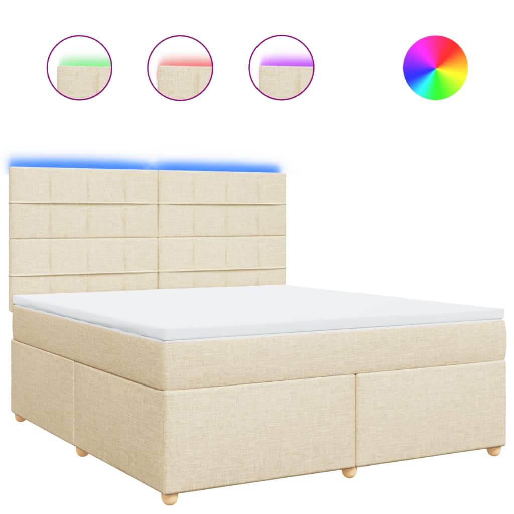Box Spring Postel S Matrací Krémová 180X200 Cm Textil