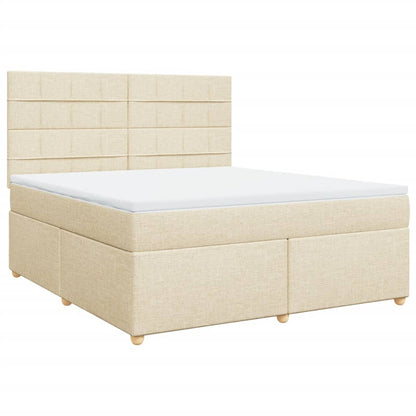 Box Spring Postel S Matrací Krémová 180X200 Cm Textil