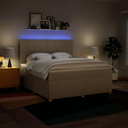 Box Spring Postel S Matrací Krémová 180X200 Cm Textil