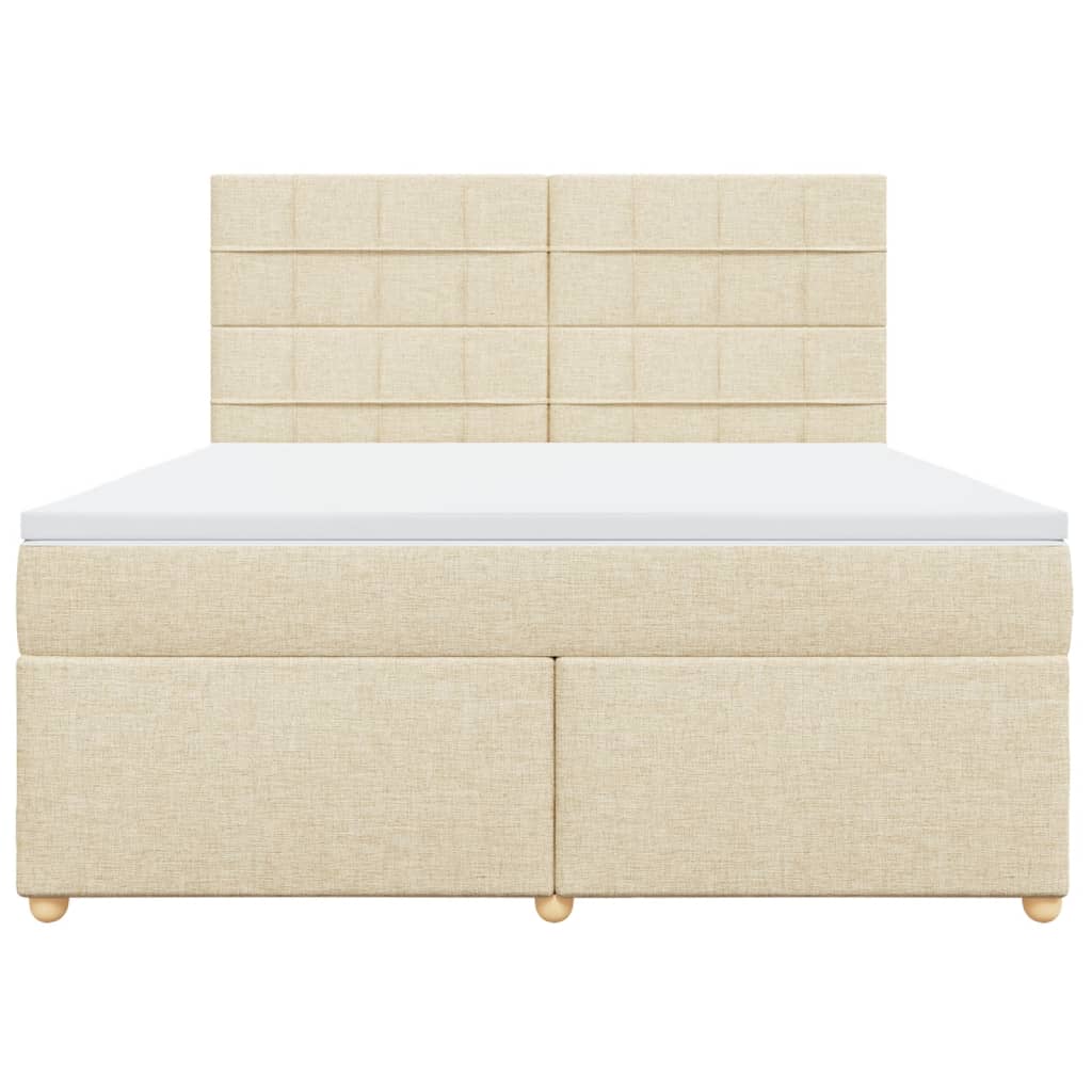 Box Spring Postel S Matrací Krémová 180X200 Cm Textil
