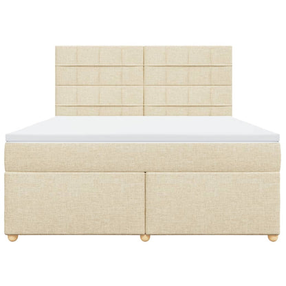 Box Spring Postel S Matrací Krémová 180X200 Cm Textil