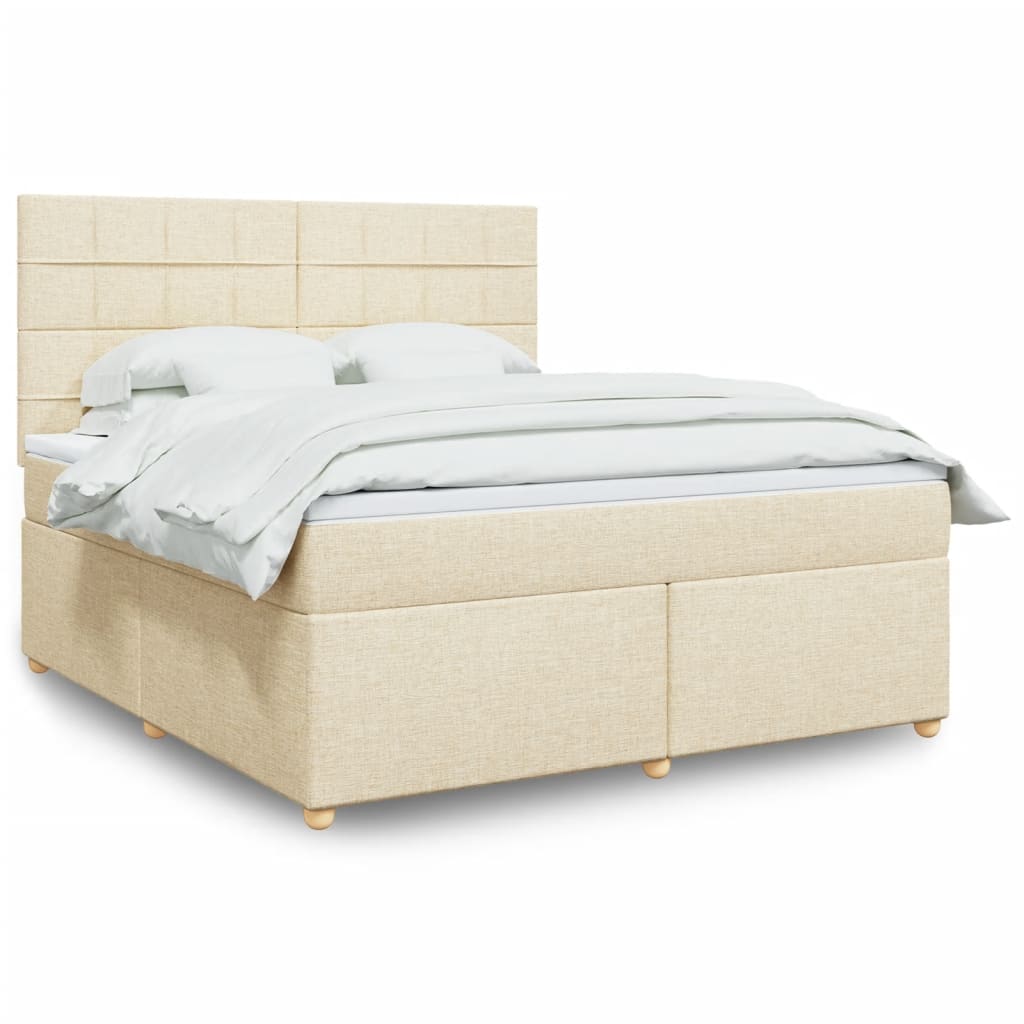 Box Spring Postel S Matrací Krémová 180X200 Cm Textil