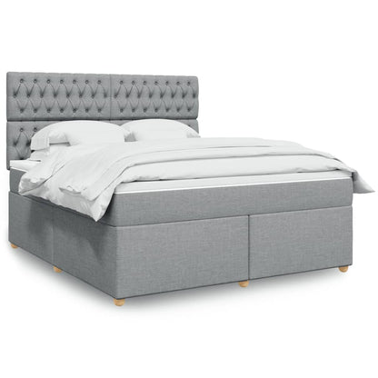 Box Spring Postel S Matrací Textil Světle Šedá