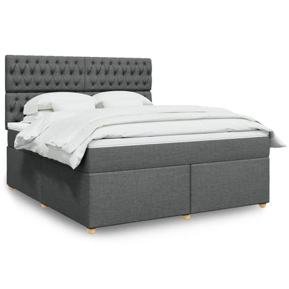 Box Spring Postel S Matrací Textil Tmavě Šedá