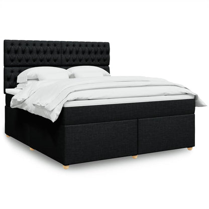 Box Spring Postel S Matrací Černá Textil Černá