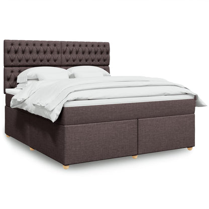 Box Spring Postel S Matrací Textil Tmavě Hnědá
