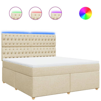 Box Spring Postel S Matrací Krémová 180X200 Cm Textil