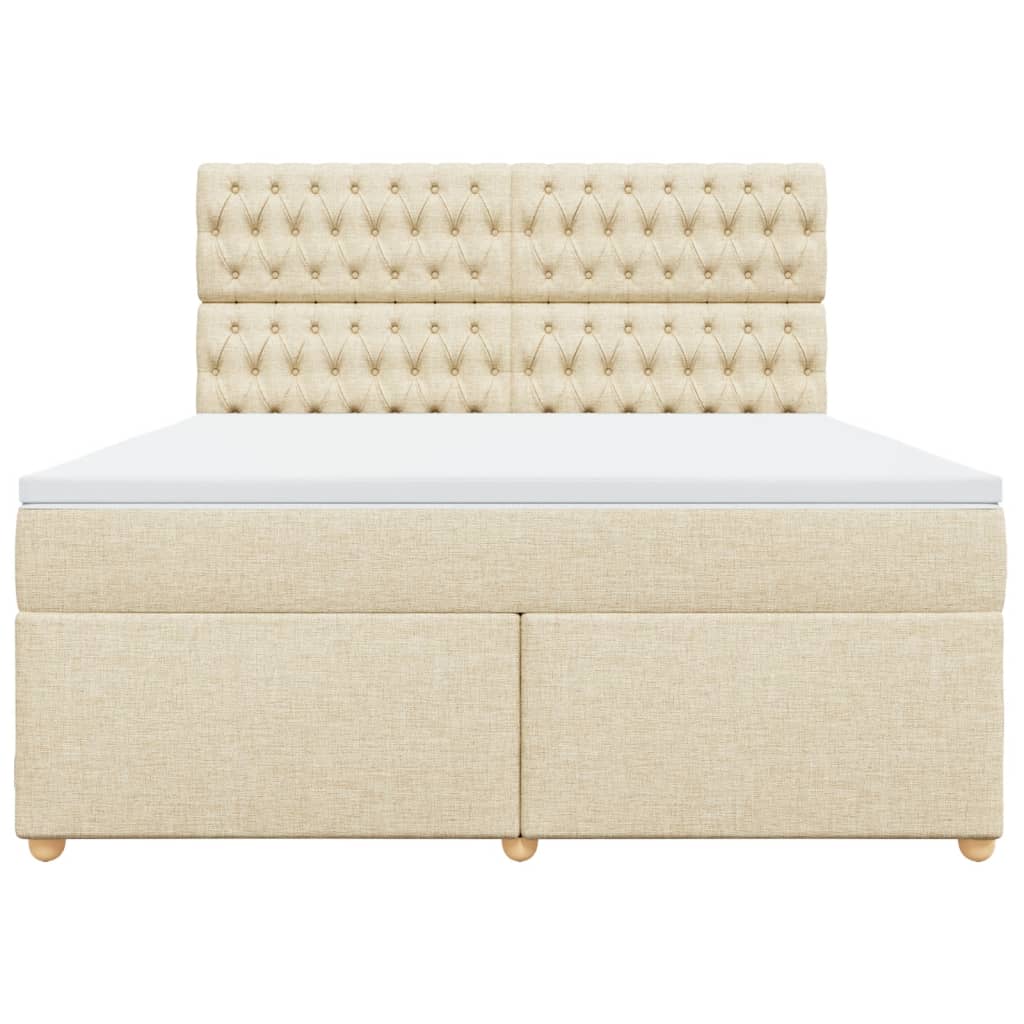 Box Spring Postel S Matrací Krémová 180X200 Cm Textil