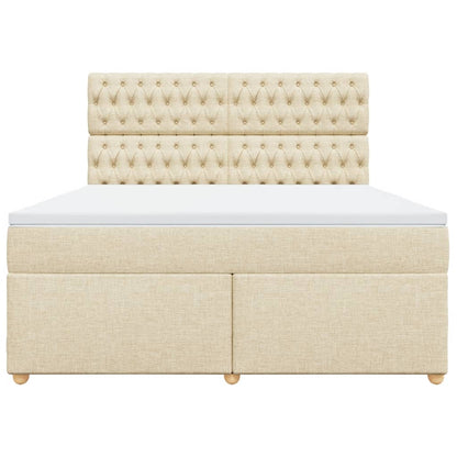 Box Spring Postel S Matrací Krémová 180X200 Cm Textil