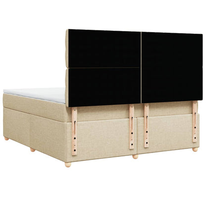 Box Spring Postel S Matrací Krémová 180X200 Cm Textil