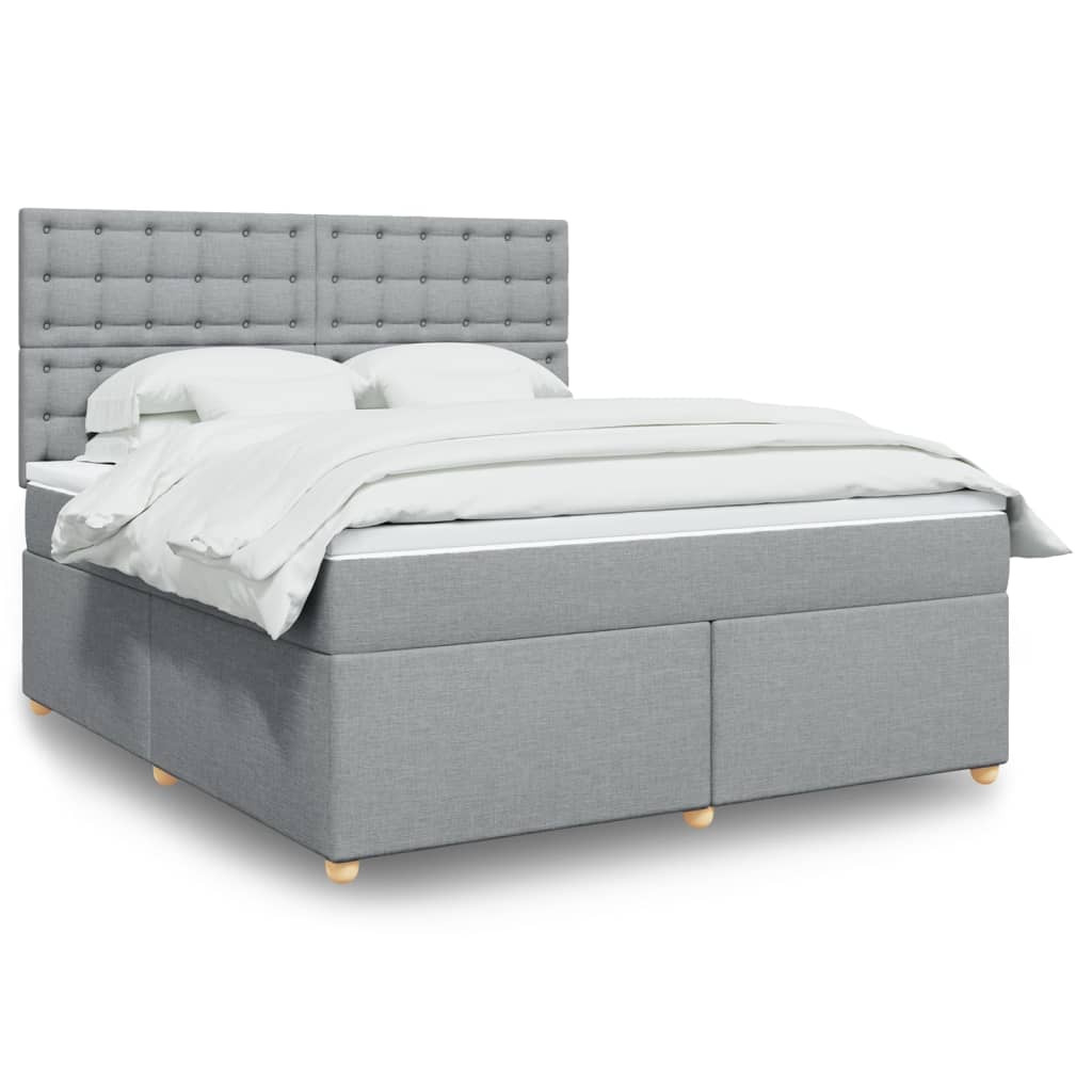 Box Spring Postel S Matrací Textil Světle Šedá