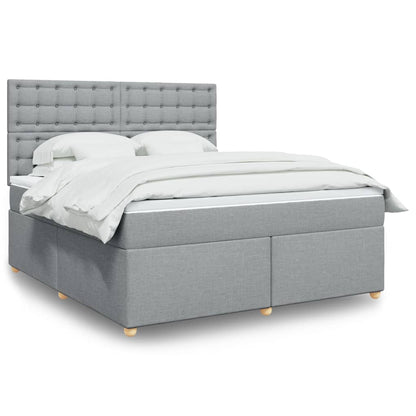 Box Spring Postel S Matrací Textil Světle Šedá