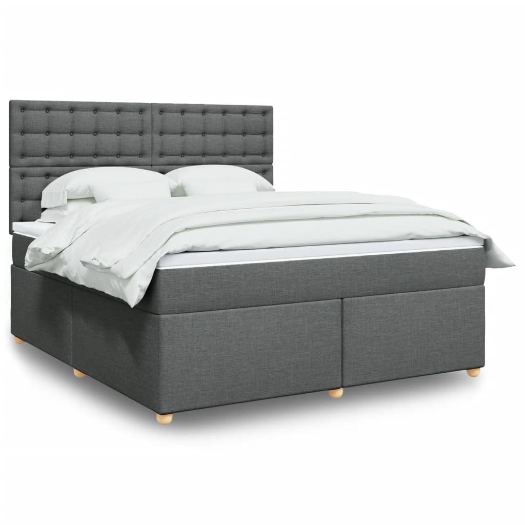 Box Spring Postel S Matrací Textil Tmavě Šedá
