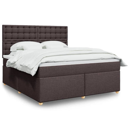 Box Spring Postel S Matrací Textil Tmavě Hnědá